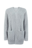 Elegant Solid Pocket V Neck Outerwear
