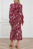 Elegant Print With Belt V Neck Trumpet Mermaid Dresses