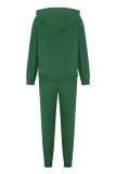 Casual Solid Zipper Hooded Collar Long Sleeve Two Pieces