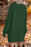 Elegant Solid Hollowed Out O Neck Long Sleeve Dresses
