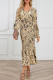 Elegant Print With Belt V Neck Trumpet Mermaid Dresses