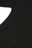 Sexy Solid Hollowed Out Backless Half A Turtleneck Irregular Dress Dresses