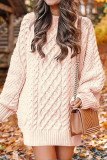 Elegant Solid Hollowed Out O Neck Long Sleeve Dresses