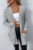 Elegant Solid Pocket V Neck Outerwear