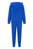 Casual Solid Zipper Hooded Collar Long Sleeve Two Pieces