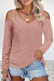 Elegant Solid Hollowed Out V Neck T-Shirts