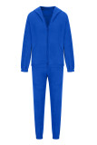 Casual Solid Zipper Hooded Collar Long Sleeve Two Pieces
