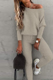 Fashion Casual Solid Patchwork Long Sleeve Two Pieces