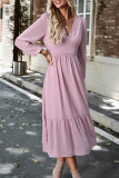 Celebrities Elegant Solid Patchwork V Neck Waist Skirt Dresses