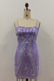 Sexy Gradual Change Sequins Square Collar Wrapped Skirt Dresses