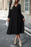 Celebrities Elegant Solid Patchwork V Neck Waist Skirt Dresses