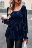 Elegant Solid Fold Square Collar Tops