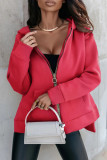 Casual Solid Pocket Hooded Collar Tops