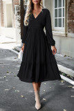 Celebrities Elegant Solid Patchwork V Neck Waist Skirt Dresses