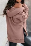 Casual Solid Pocket Hooded Collar Tops