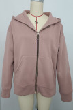 Casual Solid Pocket Hooded Collar Tops