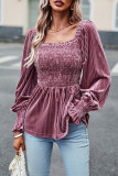 Elegant Solid Fold Square Collar Tops