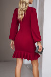 Celebrities Solid Fold O Neck Irregular Dress Dresses