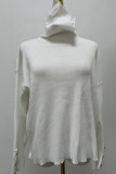 Casual Solid Buttons Turtleneck Tops