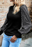 Elegant Solid Sequins Half A Turtleneck Tops
