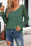 Casual Striped See-through V Neck Tops