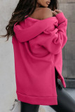 Casual Solid Pocket Hooded Collar Tops