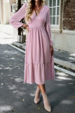 Celebrities Elegant Solid Patchwork V Neck Waist Skirt Dresses