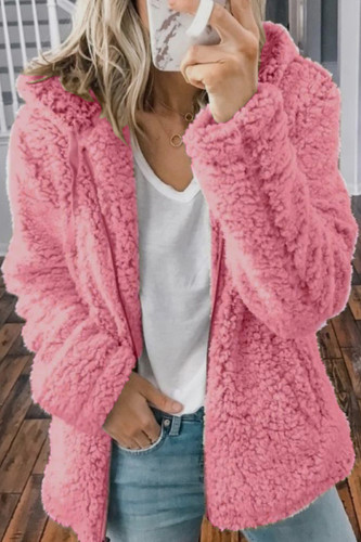 Casual Solid Pocket Hooded Collar Outerwear