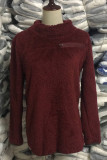 Casual Solid Patchwork Turtleneck Tops