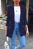 Casual Solid Patchwork Turn-back Collar Outerwear