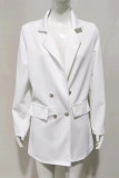 Casual Solid Patchwork Turn-back Collar Outerwear