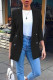 Casual Solid Patchwork Turn-back Collar Outerwear