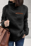 Casual Solid Patchwork Turtleneck Tops