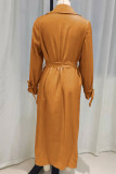 British Style Elegant Solid Bandage Turn-back Collar Outerwear