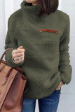 Casual Solid Patchwork Turtleneck Tops