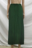 Elegant Solid Fold Loose Type A Solid Color Bottoms