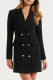 British Style Solid Pocket Turndown Collar Suit Dress Dresses