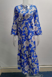 Elegant Print Patchwork High Opening V Neck Printed Dress Dresses