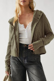 Casual Plaid Solid Pocket Hooded Collar Outerwear