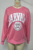 Casual Letter Printing O Neck Tops