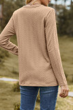Casual British Style Solid Buttons Slit O Neck Tops