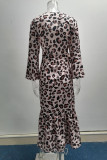 Elegant Print Patchwork High Opening V Neck Printed Dress Dresses