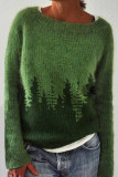 Casual Color Block Contrast O Neck Tops