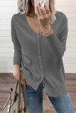 Elegant Solid Buttons V Neck Outerwear