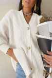 Casual Solid Buttons V Neck Outerwear