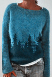 Casual Color Block Contrast O Neck Tops