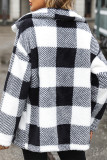 Street Plaid Patchwork Pocket Turndown Collar Outerwear