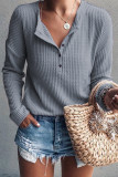 Casual Solid Buttons O Neck Tops