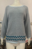 Casual Color Block Contrast O Neck Tops