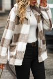 Street Plaid Patchwork Pocket Turndown Collar Outerwear
